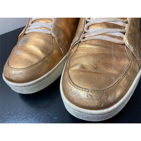 GUCCI Gold Leather High Top Sneakers US 9 - Picture 3 of 6